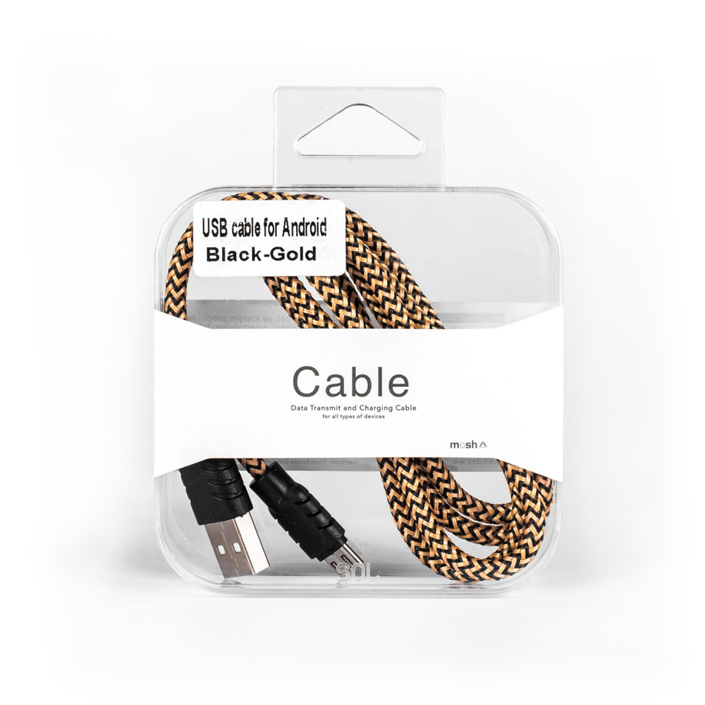 Micro USB kábel Mosh – čierno/zlatý